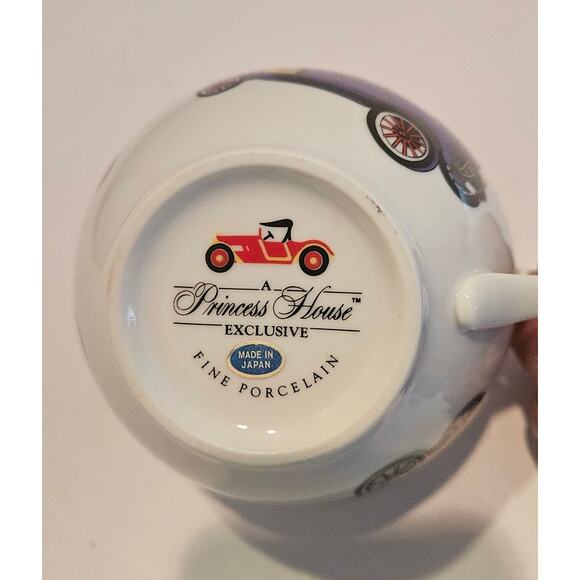 Princess House Porcelain Teacup & Saucer Vintage Car Design Inscribed Gold Trim - Picture 7 of 10